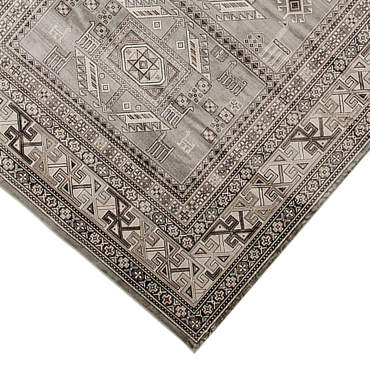 Benjara 90 X 63 Inch Fabric Rug with Tribal Pattern and Jute Backing ...