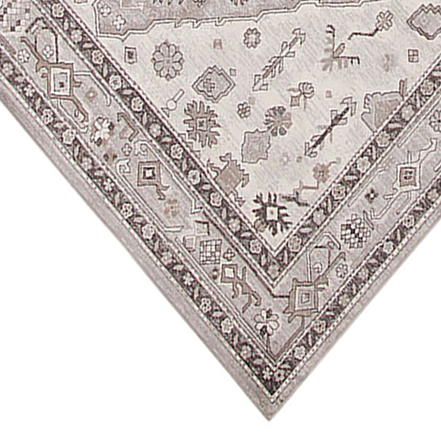 90 X 63 Inch Power Cut Rug with Tribal Pattern and Jute Backing, Gray ...