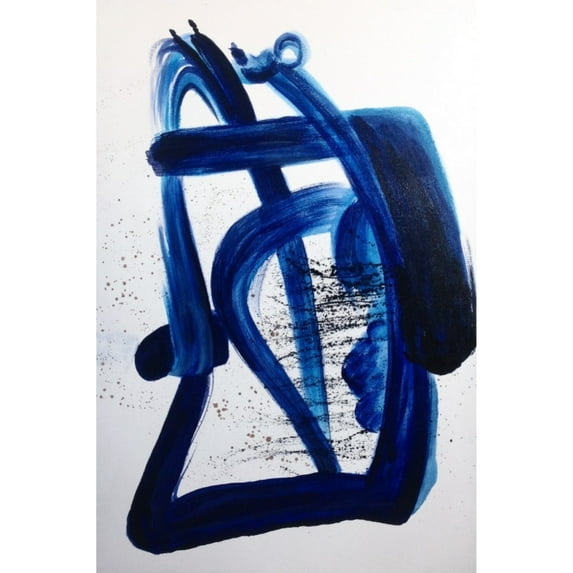 Benjara Abstract Canvas Wall Painting with Hand Painted Details, Blue