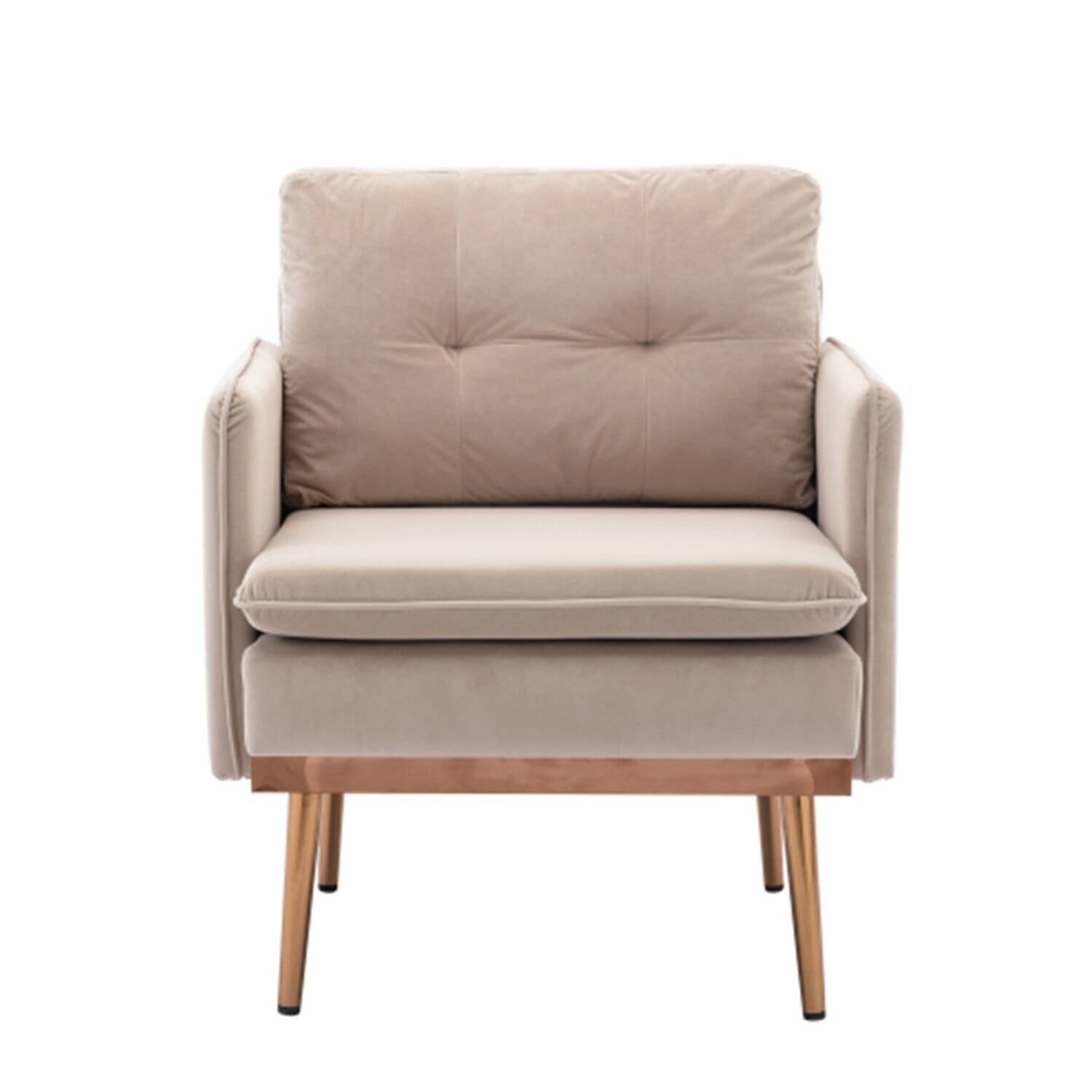 Benjara Accent Chair with Velvet Upholstery and Tufted Back, Beige ...