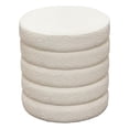 thumbnail image 1 of Benjara Accent Ottoman- 17 Inch- Ivory Boucle Upholstery- Round Stacked Design, 1 of 6