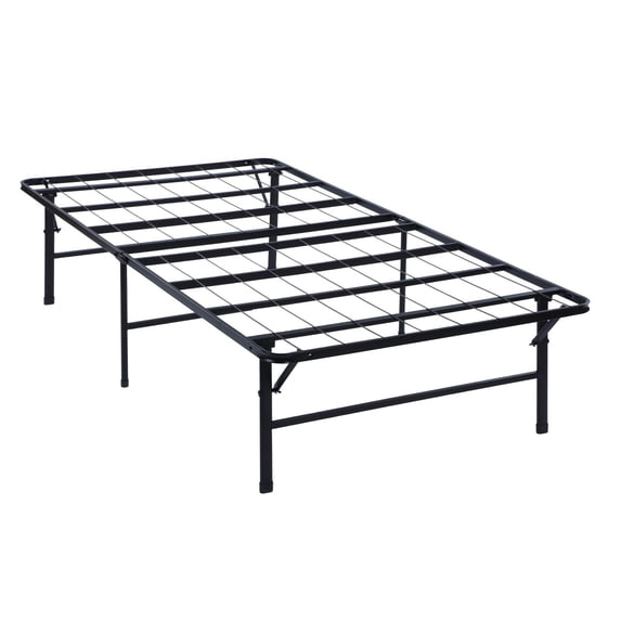Adel Extra Long Twin Size Low Profile Bed Foldable Metal Frame Black - Saltoro Sherpi