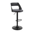 thumbnail image 1 of Adjustable Barstool with Open Wooden Back, Black, 1 of 6