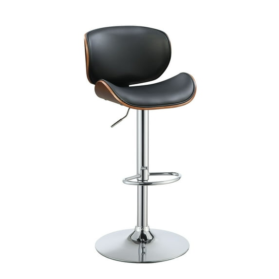 Benjara Adjustable Stool with Swivel, Antique Copper-Color:Black & Walnut Brown