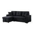 thumbnail image 1 of Benjara Ady 81 Inch Linen Sleeper Sectional Sofa, Reversible Storage Chaise, Black-Color:Black,Material:Linen, 1 of 5
