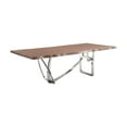 thumbnail image 1 of Ady Dining Table, 43x95 Walnut Top, Modern Chrome Steel Abstract Base, 1 of 6