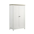 thumbnail image 1 of Benjara Aie 60 Inch Storage Cabinet, Framed Slatted Panel Doors, White, Brown Wood, 1 of 5