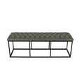 thumbnail image 1 of Benjara Ali Ottoman Bench- Open Metal Frame- Gray Tufted Faux Leather 52 Inch, 1 of 6