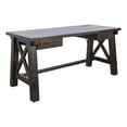 thumbnail image 1 of Benjara Anva Writing Desk- 58" with Power Plug- Dark Brown Solid Mahogany, 1 of 5