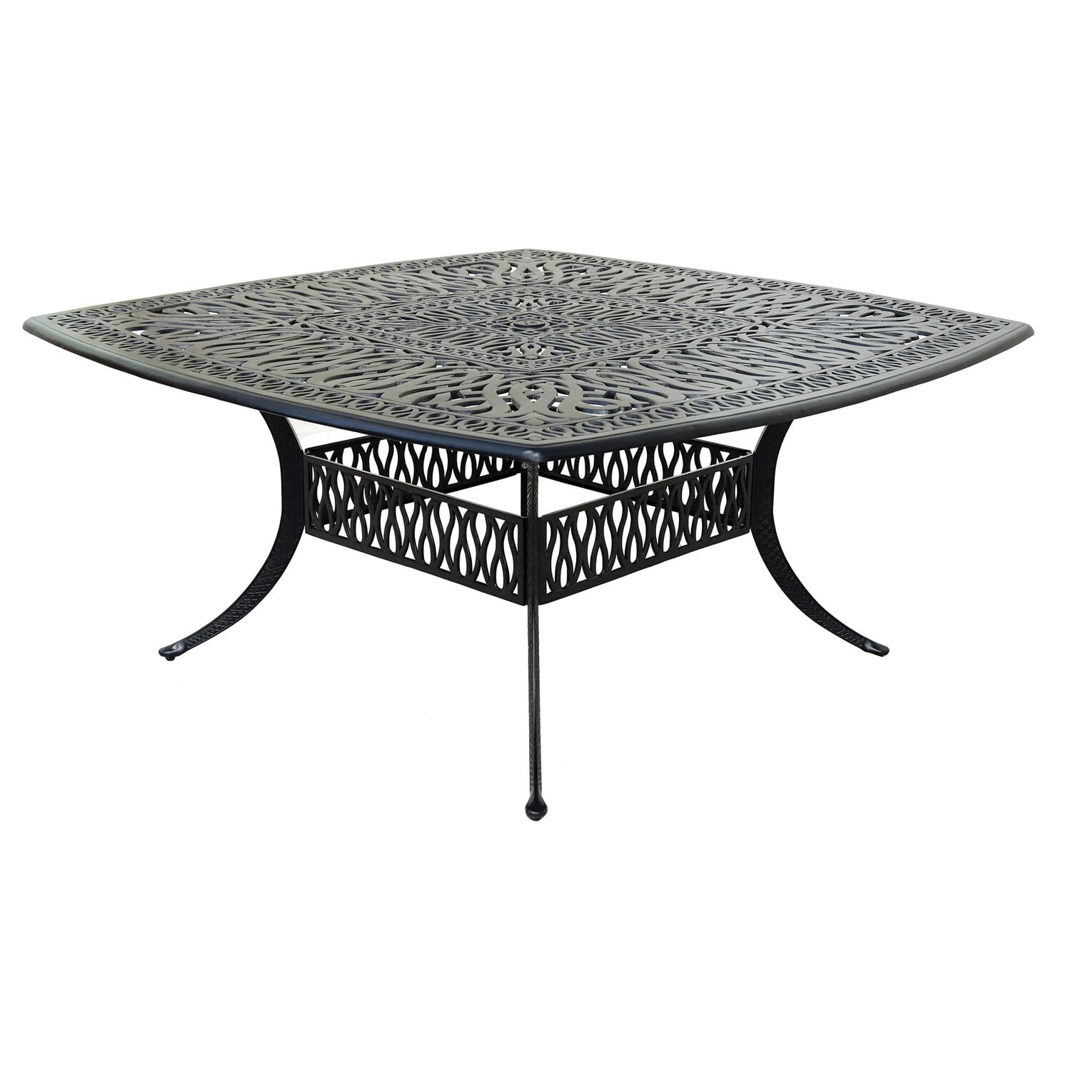Benjara Arbor 64 Inch Outdoor Dining Table, Square, Aluminum, Tulip ...