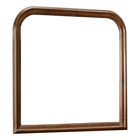 Arched Molded Design Wooden Frame Mirror, Cherry Brown and Silver