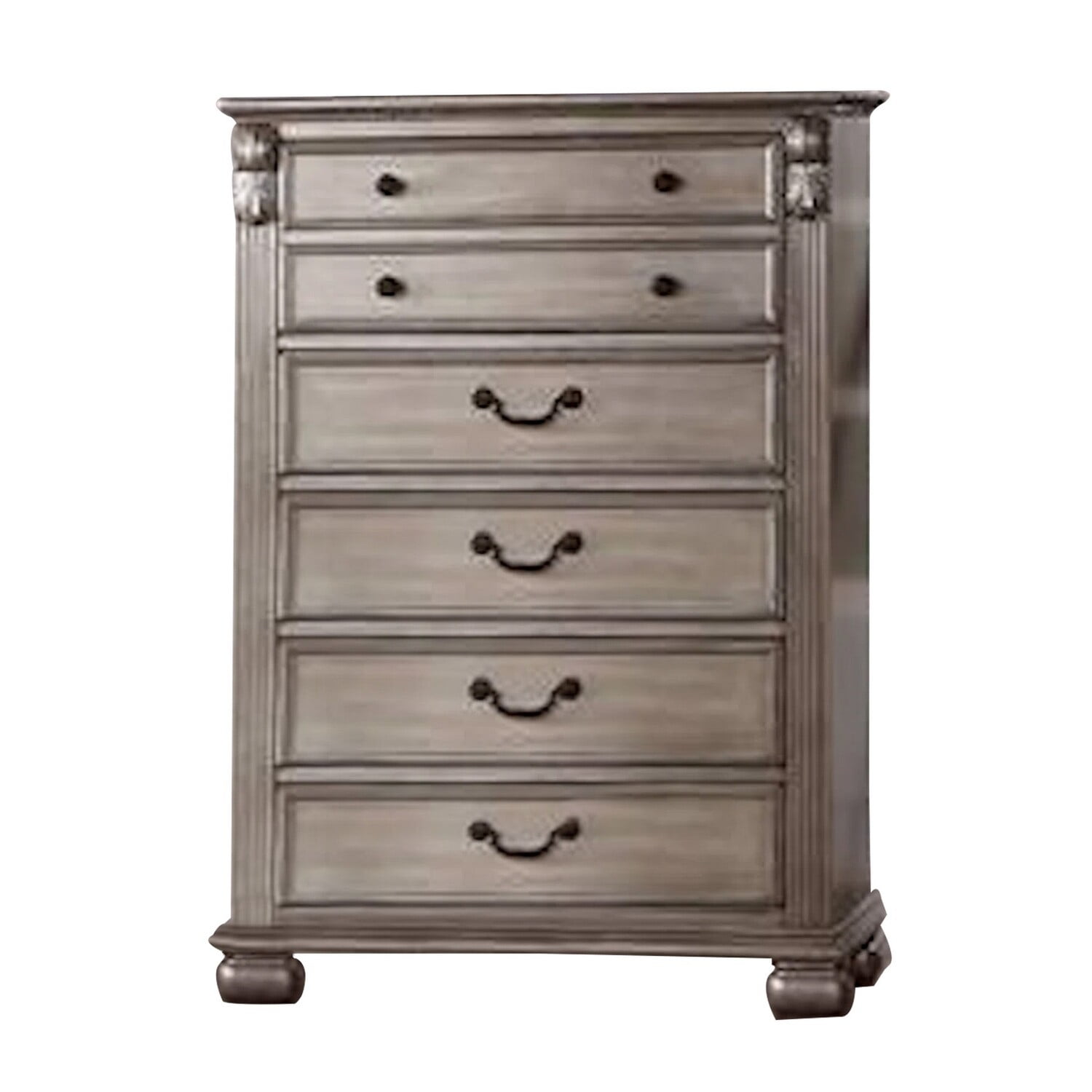 Benjara Aza 51 Inch Classic 6 Drawer Tall Dresser Chest, Metal Drop ...