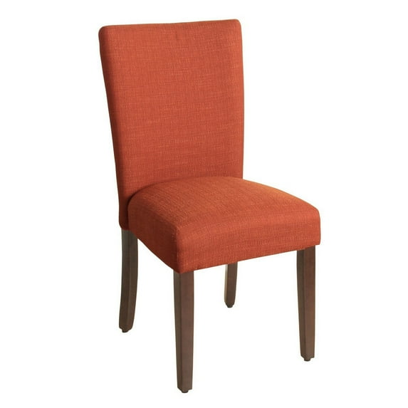 Fabric Upholstered Wooden Armless Parson Dining Chair Orange and Brown