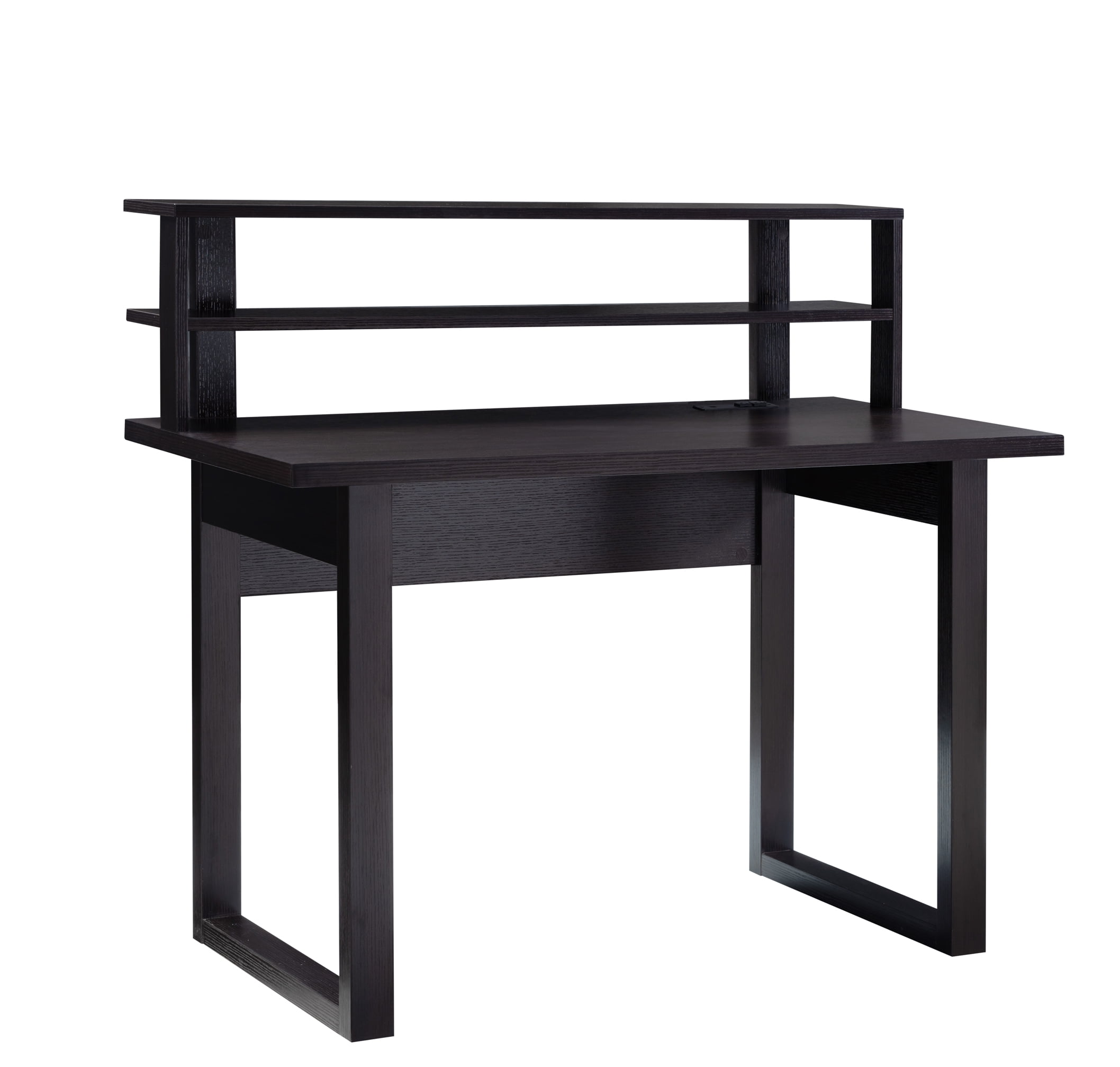 Benjara BM204134 Wooden Desk with Sled Leg Support & 2 Tier Shelving