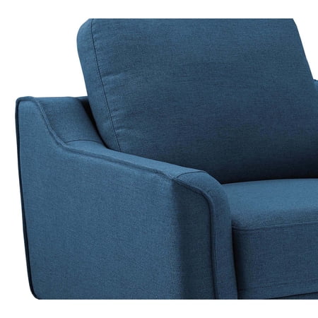 Benjara BM207053 Fabric Upholstered Wooden Chair with Corner Blocked Frame, Blue