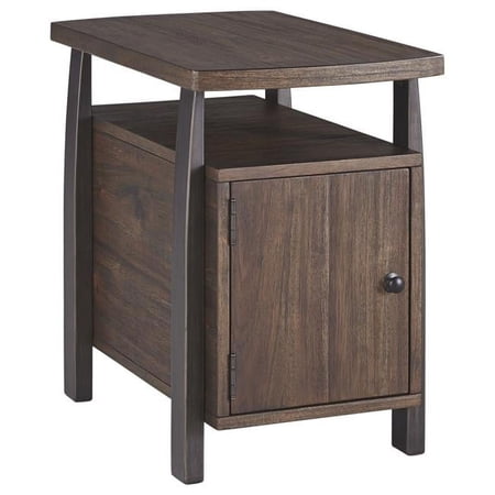 Benjara BM207216 Wood & Metal End Table with Magazine Rack, Brown