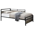 thumbnail image 1 of Benjara Industrial Pipe Design Metal Daybed with Wooden Panels, Black, 1 of 4