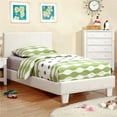 thumbnail image 1 of Benjara BM207906 Faux Leather Upholstered Twin Bed with Vertical Stitched Details, White, 1 of 1