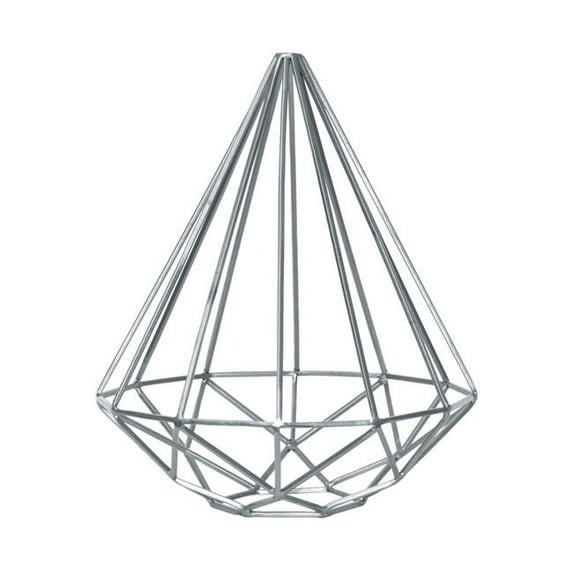 Benjara BM208311 Small Metal Frame Pyramidal Sculpture with Tapered Bottom - Silver - 9.25 x 8.25 x 8.25 in.