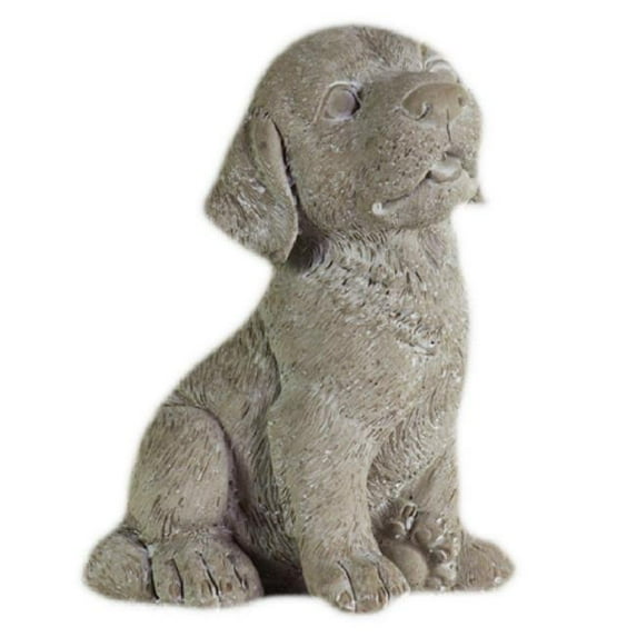 Saltoro Sherpi Cement Figurine of Labrador Puppy Sticking The Tongue Out, Gray