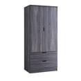 thumbnail image 1 of Benjara BM208872 Wooden Wardrobe with 2 Drawers & 1 Hanging Rod - Distressed Gray, 1 of 5