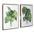 thumbnail image 1 of Benjara BM209375 Gallery Wrapped Canvas Wall Art with Leaf Print, Green & White - Set of 2, 1 of 3