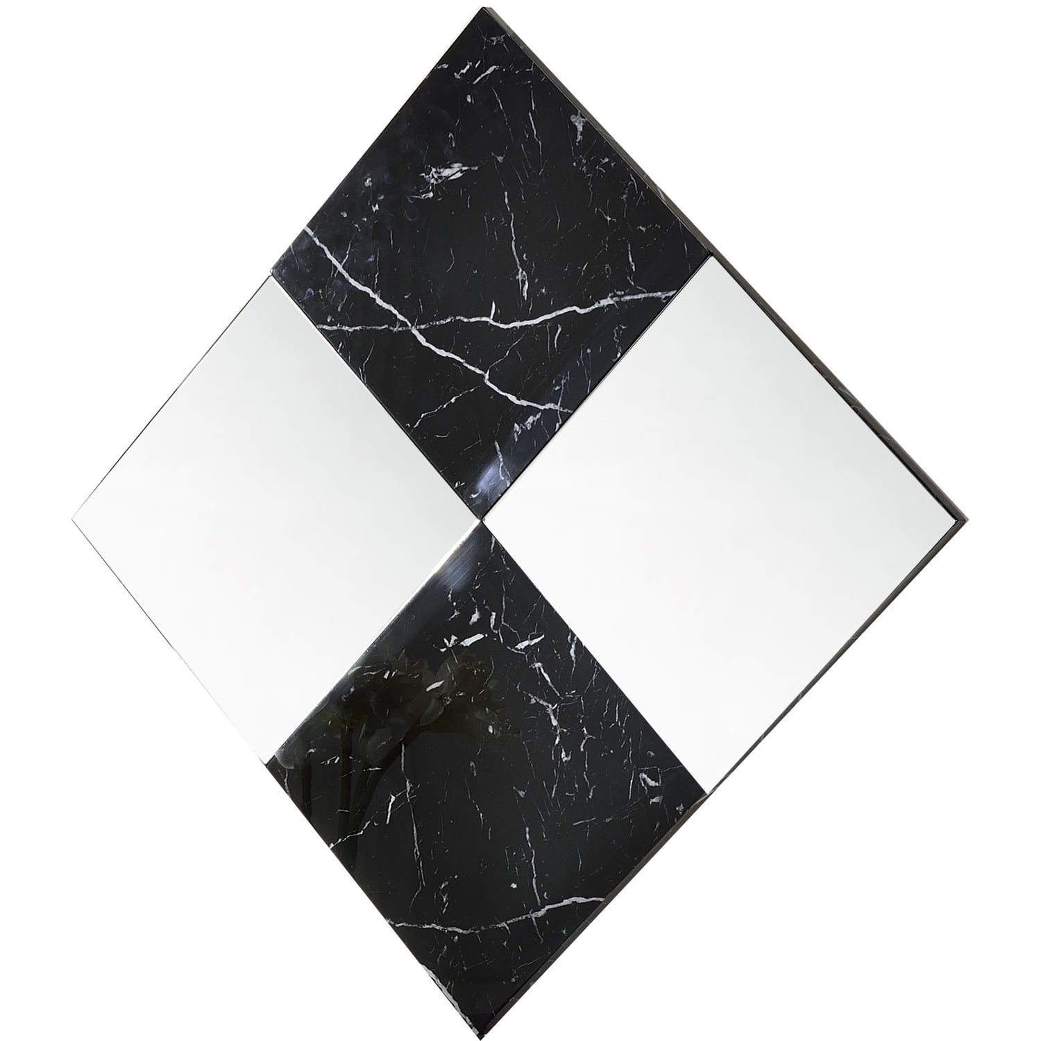 32" Frameless Rectangular Accent Wall Mirror with Faux Marble