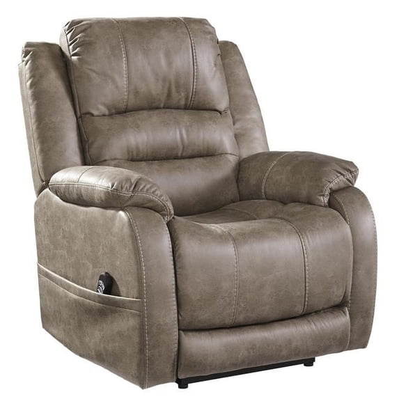 Benjara BM209651 43.5 x 36.5 x 41 in. Leatherette Metal Frame Power Recliner with Adjustable Headrest, Light Brown