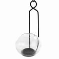 thumbnail image 1 of Benjara BM209798 Metal Frame Wall Sconce with Round Glass Hurricane, Black & Clear, 1 of 5