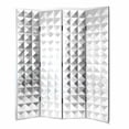 thumbnail image 1 of Benjara BM213473 Wooden 4 Panel Room Divider with Raised Geometric Prism Design - Silver, 1 of 3