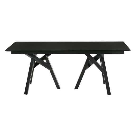 Benjara BM214473 79 in. Mid Century Modern Rectangular Dining Table with Angled Legs, Black