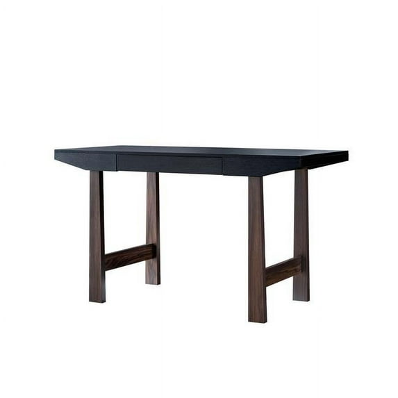 Benjara BM214723 Wooden Office Desk with 1 Drawer & H Shaped Legs - Black & Brown - 30.75 x 23.62 x 53.98 in.