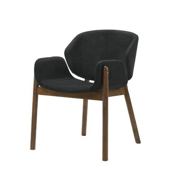 Benjara BM214759 Fabric Upholstered Dining Chair with Bucket Seat, Black & Brown - Set of 2