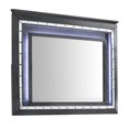 thumbnail image 1 of Contemporary Style Rectangular Wooden Frame Mirror with LED Lights, Gray, 1 of 2