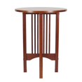 thumbnail image 1 of Benjara BM215614 Mission Style Round Table with Slatted Design & Block Legs, Brown, 1 of 5