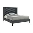 thumbnail image 1 of Benjara BM215869 Fabric Upholstered Queen Size Bed with Button Tufts & Tapered Legs, Black, 1 of 2