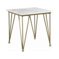 thumbnail image 1 of Benjara BM215982 Metal Frame End Table with Marble Top & Hairpin Legs, White & Brass, 1 of 2