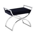 thumbnail image 1 of Benjara BM217131 Hourglass Metal Frame Ottoman with Padded Seating, Black & Silver, 1 of 2