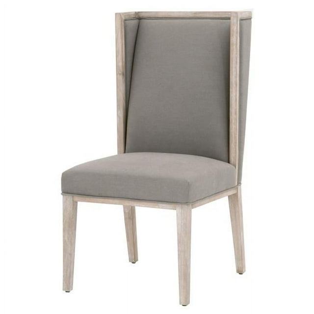 Benjara BM217408 Wingback Armless Chair with Wooden Legs&#44; Gray & Brown - Set of 2