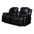 thumbnail image 1 of Benjara BM218065 Fabric Split Back Console Loveseat with LED Trim & Reading Light, Black, 1 of 1