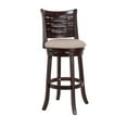 thumbnail image 1 of Benjara BM218119 Curved Woven Back Barstool with Fabric Seat, Cherry Brown & Beige - 44.25 x 20.5 x 17.75 in., 1 of 2