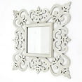 thumbnail image 1 of Benjara BM218409 Square Shape Floral Cosmetic Wall Mirror, White, 1 of 2