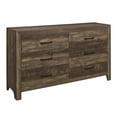 thumbnail image 1 of Benjara BM219068 6 Drawer Rustic Wooden Double Dresser with Block Legs Support, Brown, 1 of 5