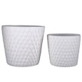 thumbnail image 1 of Benjara BM219174 Ceramic Round Pot with Diamond Pattern & Tapered Bottom, White - Set of 2, 1 of 5