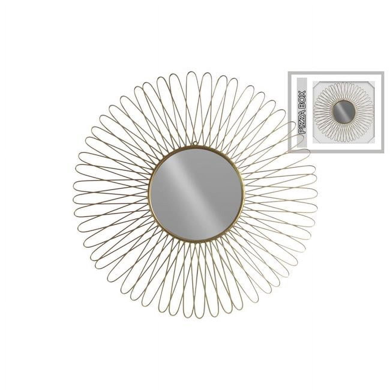Benjara BM219641 Metal Round Wall Mirror with Petal Designed Frame