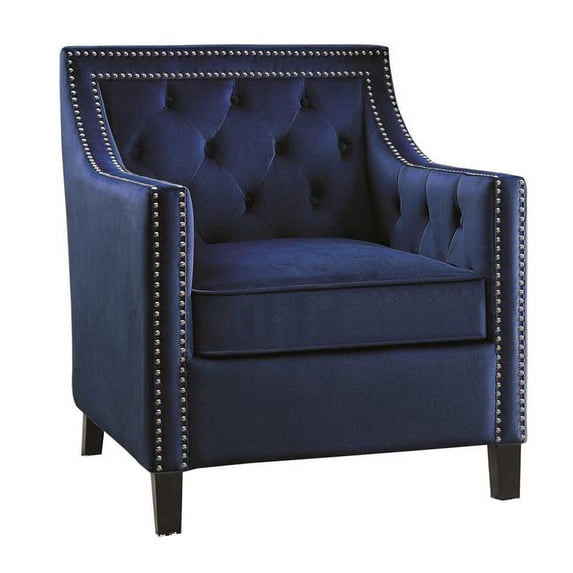 Benjara BM219787 Fabric Upholstered Accent Chair with Sloped Arms & Nailhead Trim, Blue