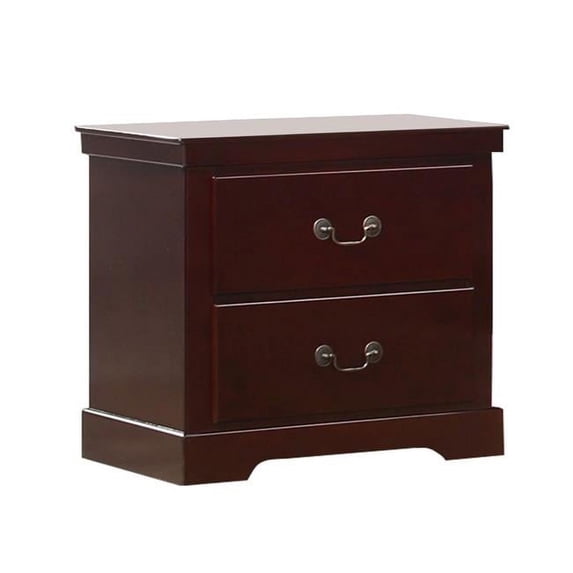 Benjara BM219809 Transitional Style 2 Drawer Wooden Nightstand with Sled Base, Brown