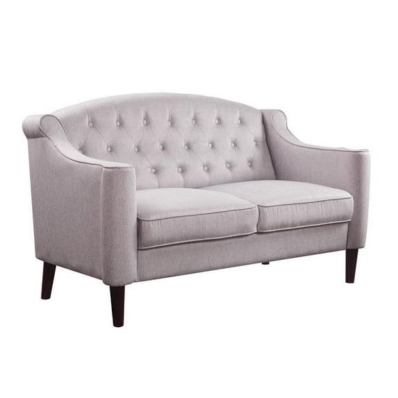 Benjara BM220372 Fabric Upholstered Loveseat with Button Tufted Back & Sloped Arms, Gray - 37 x 33 x 56 in.