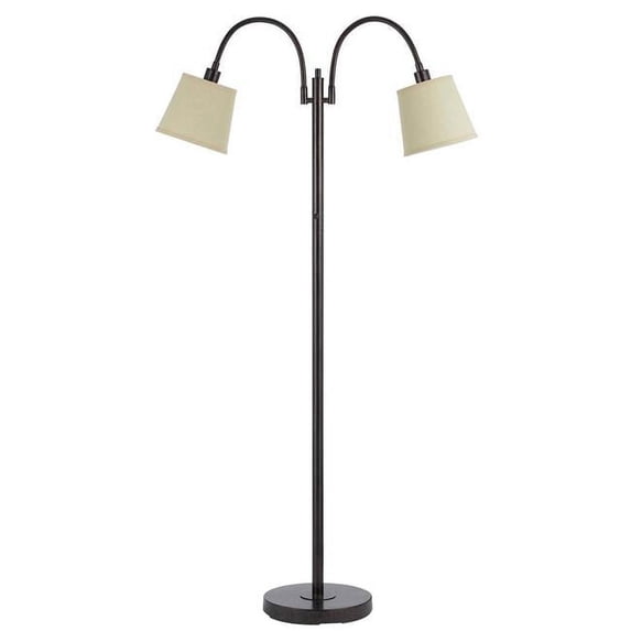 Benjara BM220843 80W Metal Floor Lamp with Dual Gooseneck & Uno Style Shades, Bronze