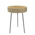 thumbnail image 1 of Benjara BM221092 Woven Rattan Round Tray Top Coffee Table with Tubular Legs, Black & Brown, 1 of 2
